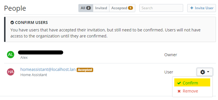 Confirm user