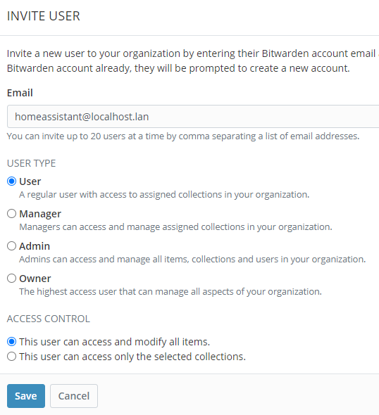 Invite local user